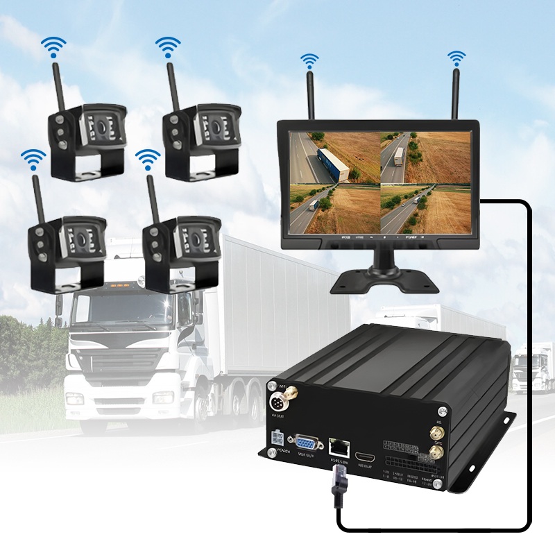 10,1 tommers 4CH trådløs HDD mobilt NVR-system