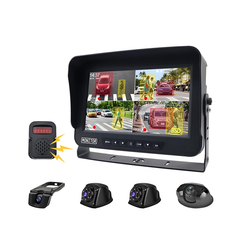 10 tommers 4 -kanals monitor AI Blind Spot Detection System