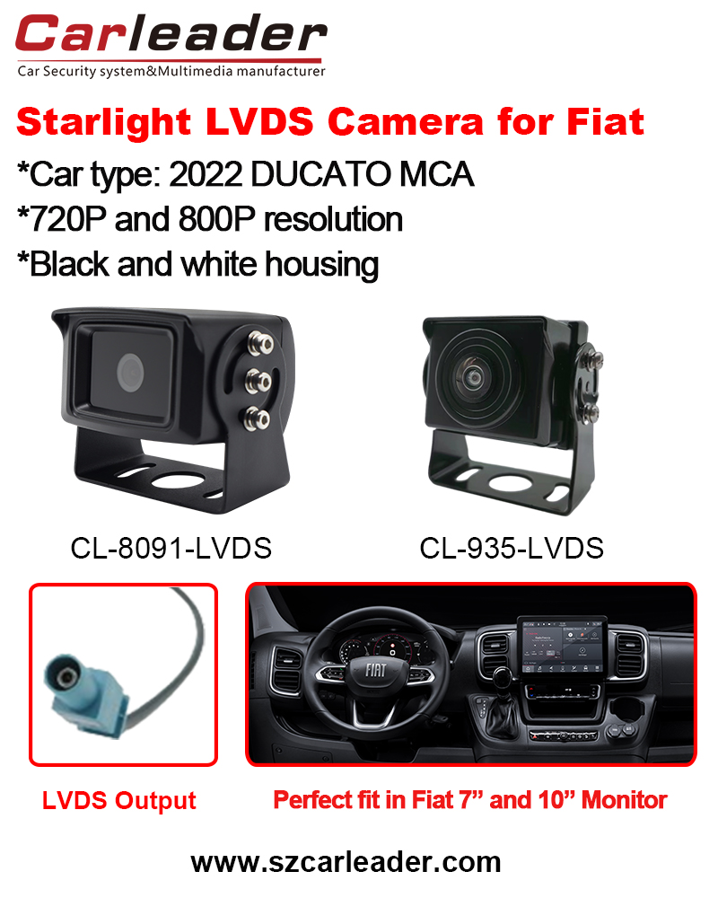 Carleader LVDS ryggekamera for kjøretøy passer for Fiat Ducato