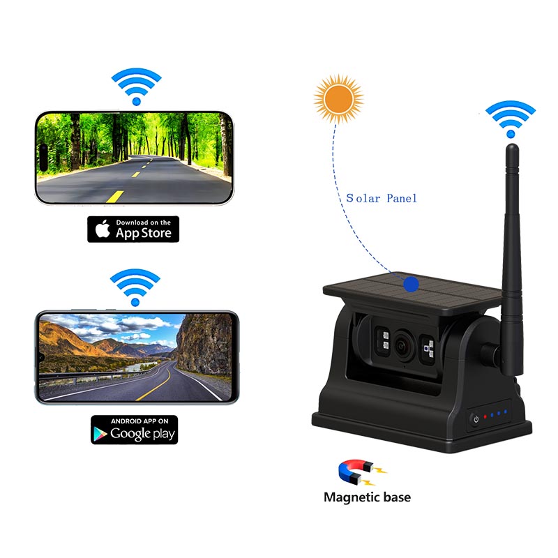 Magnetisk solcelle wifi Wireless Backup -kamera for iOS Android