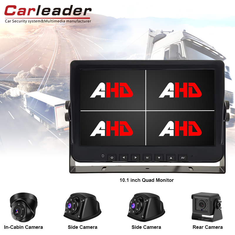 Oppgrader overvåkningsopplevelsen din med Carleader 10,1-tommers 4AV-innganger Quad View AHD Vehicle Monitor og Camera Kit