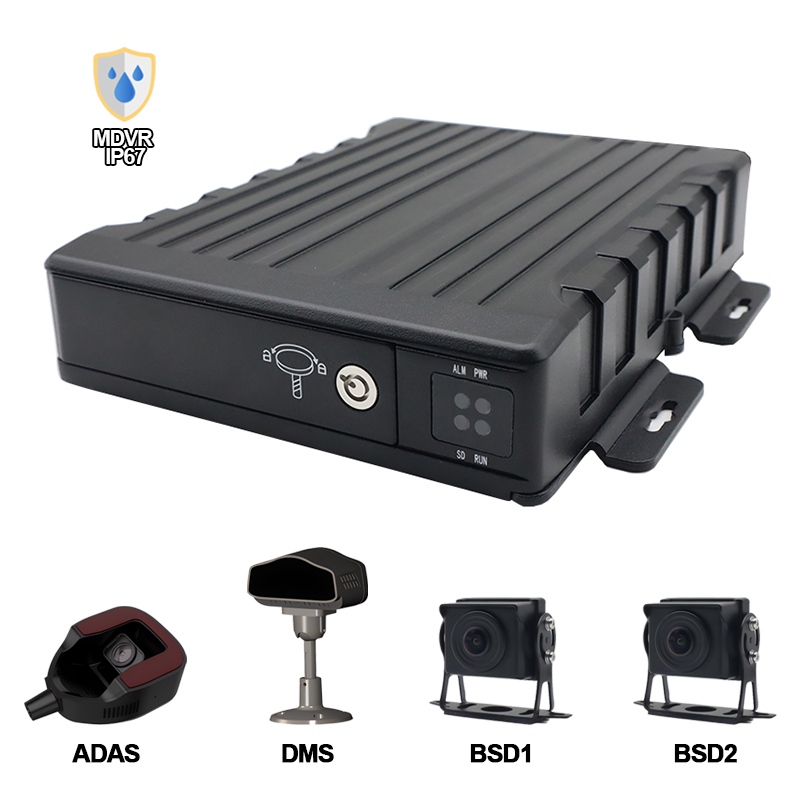 4CH IP67 vanntett AI SD mobil DVR-støtte ADAS+DMS+BSD