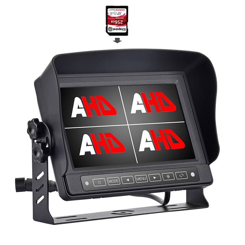 7-tommers vanntett Quad Display Truck Videoopptak AHD-skjerm