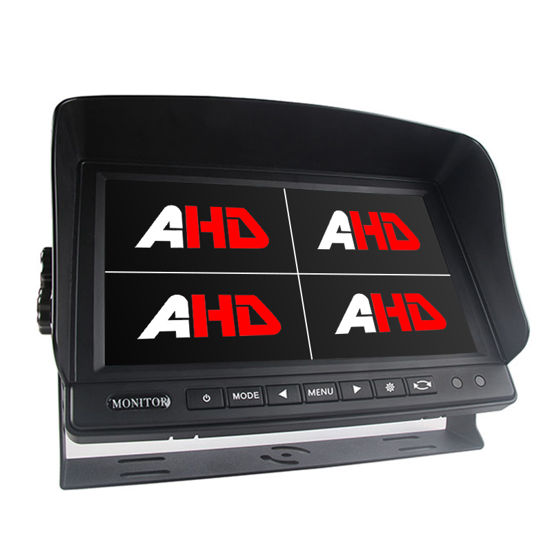9 tommers 4CH AHD-innganger Quad Display Heavy Duty Vehicle Monitor